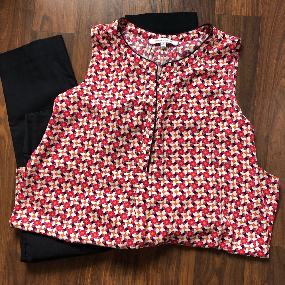 EUC Rose + Olive blouse Size M